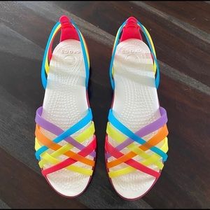 Crocs rainbow jelly sandals size 8